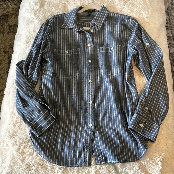LAUREN RALPH LAUREN COTTON BUTTON DOWN SHIRT LARGE - Picture 11 of 12